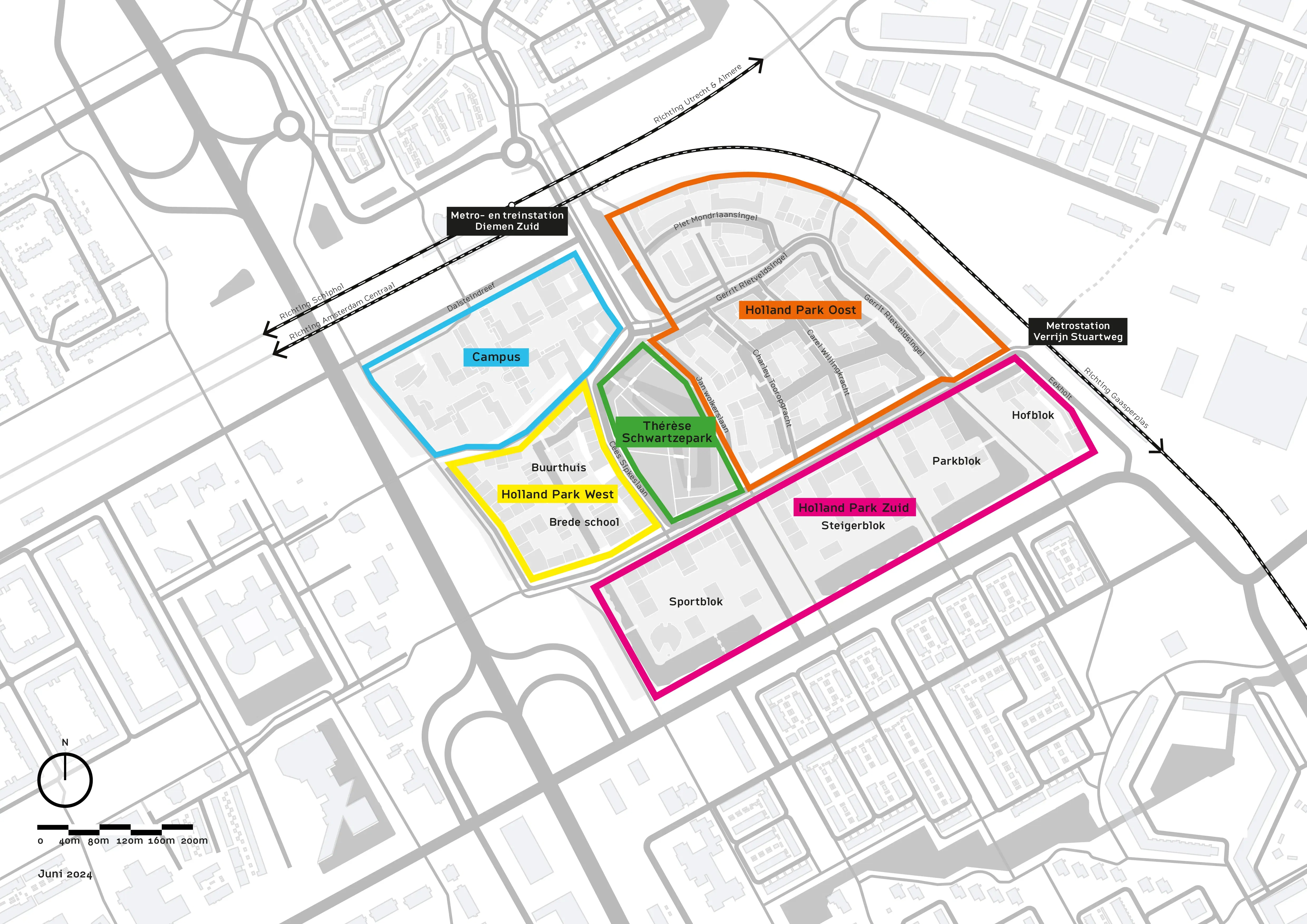 Plattegrond die gebruikt wordt om aan te geven waar de informatiepunten zich bevinden